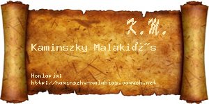 Kaminszky Malakiás névjegykártya